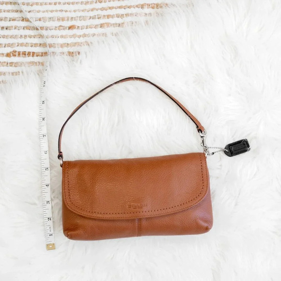 COACH F51821 PARK SADDLE BROWN PEBBLED LEATHER MINI BAG WRISTLET WALLET CLUTCH - Picture 12 of 14